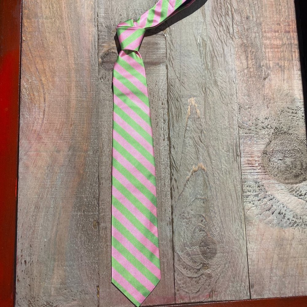 Pink and Green Stripe Social Primer Tie